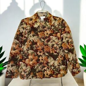Coldwater Creek Vintage Multicolor Floral Tapestry Blazer Jacket size L